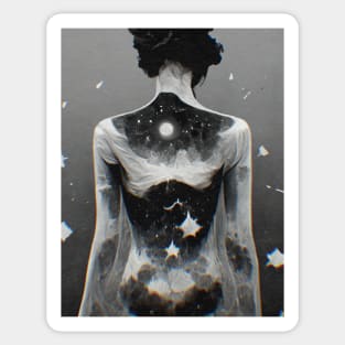 STARGIRL Celestial Double Exposure Digital Painting Sticker